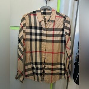 Burberry Brit Plaid Shirt in Black, Red, and Tan